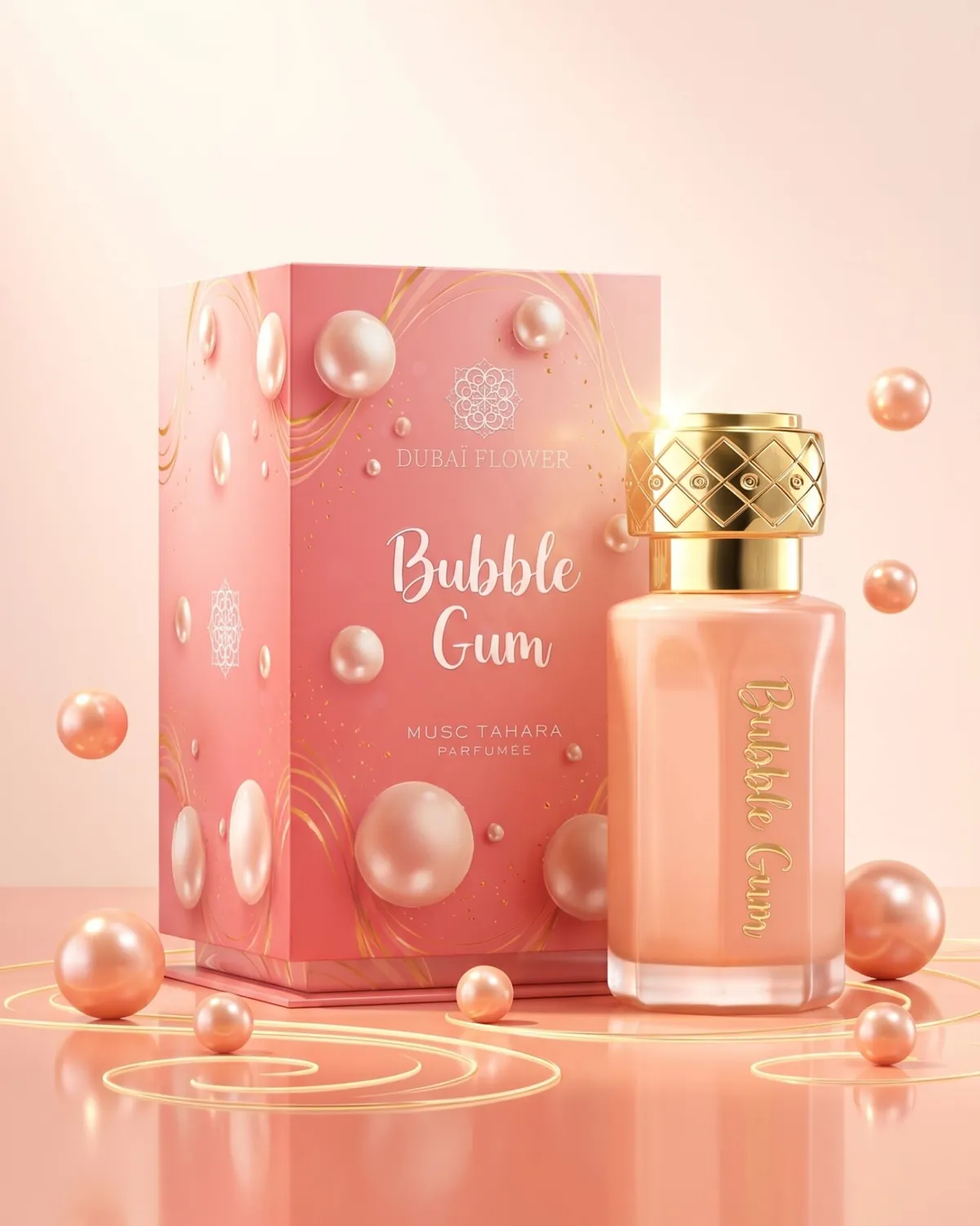 Musc Tahara Bubble Gum de Dubai Flower, étui et flacon de 12 ml