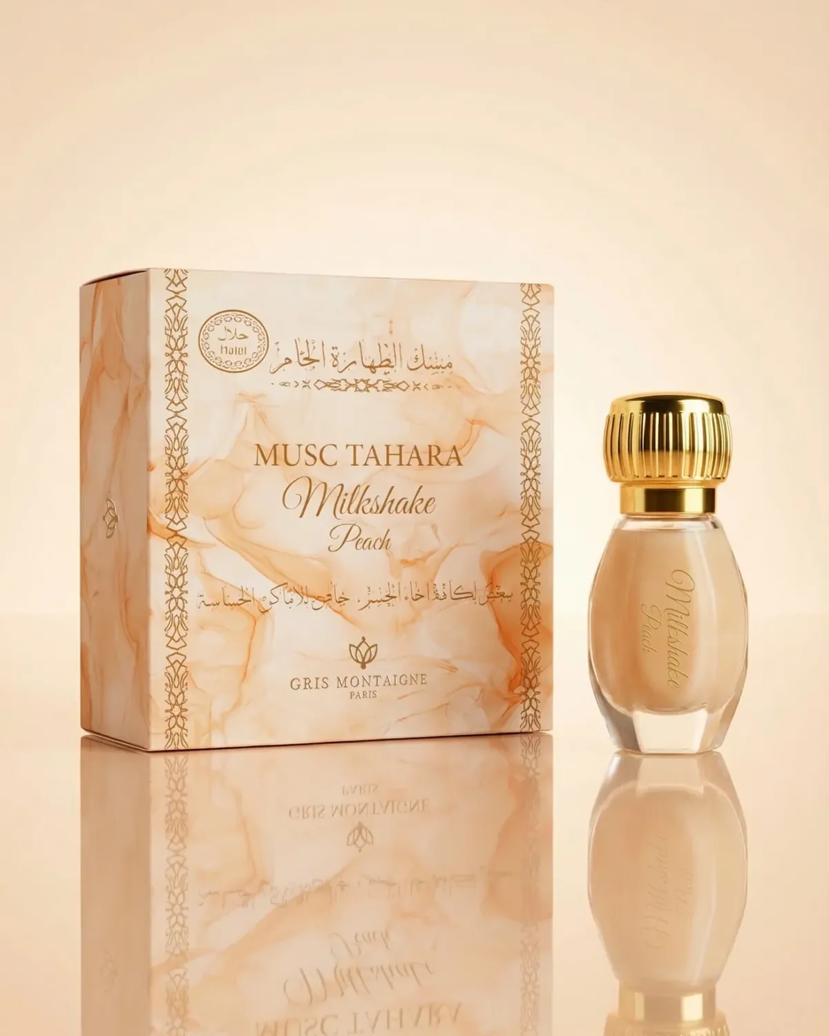 Musc Tahara Milkshake Peach de Gris Montaigne, étui et flacon