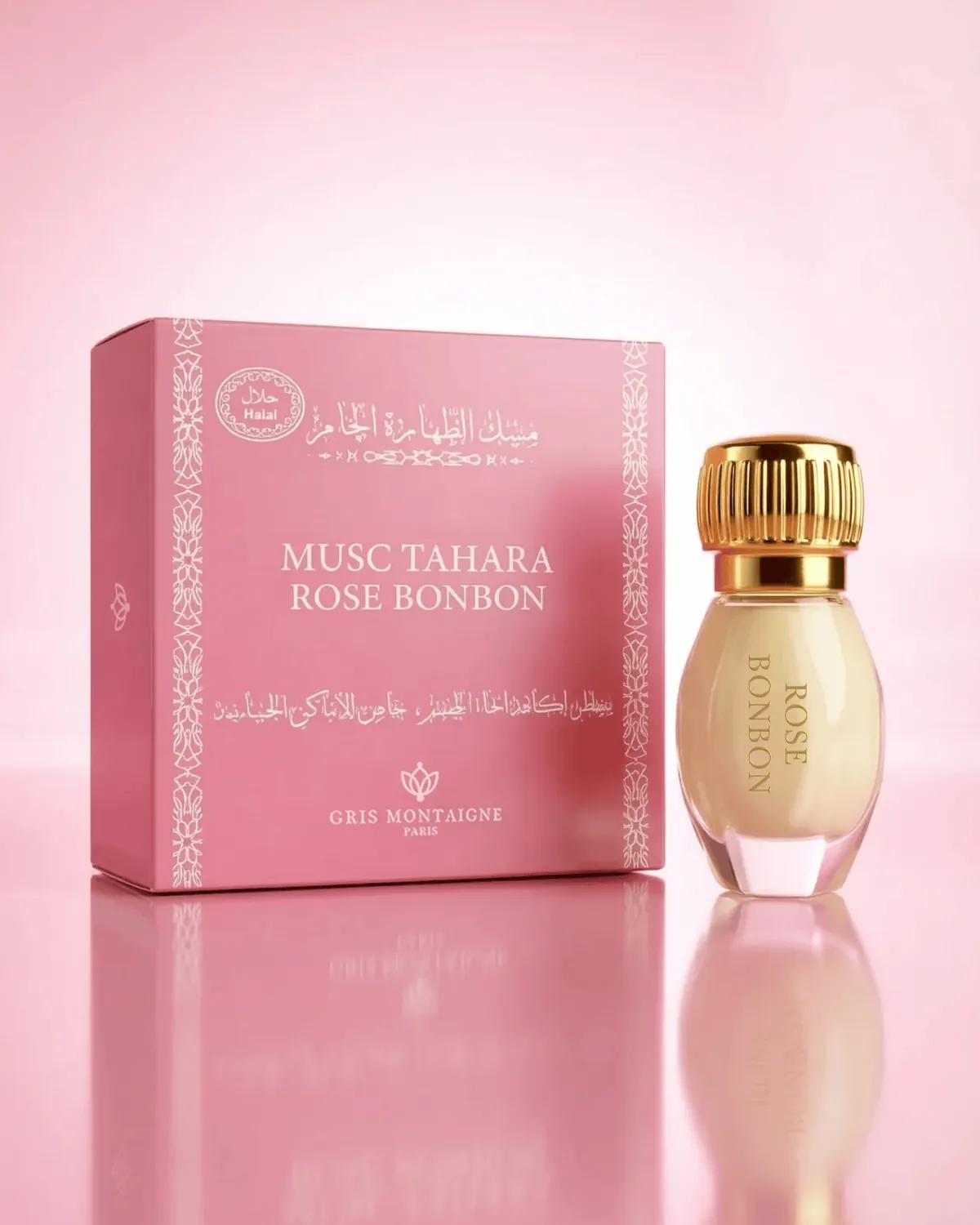 Musc Tahara Rose Bonbon de Gris Montaigne, étui et flacon