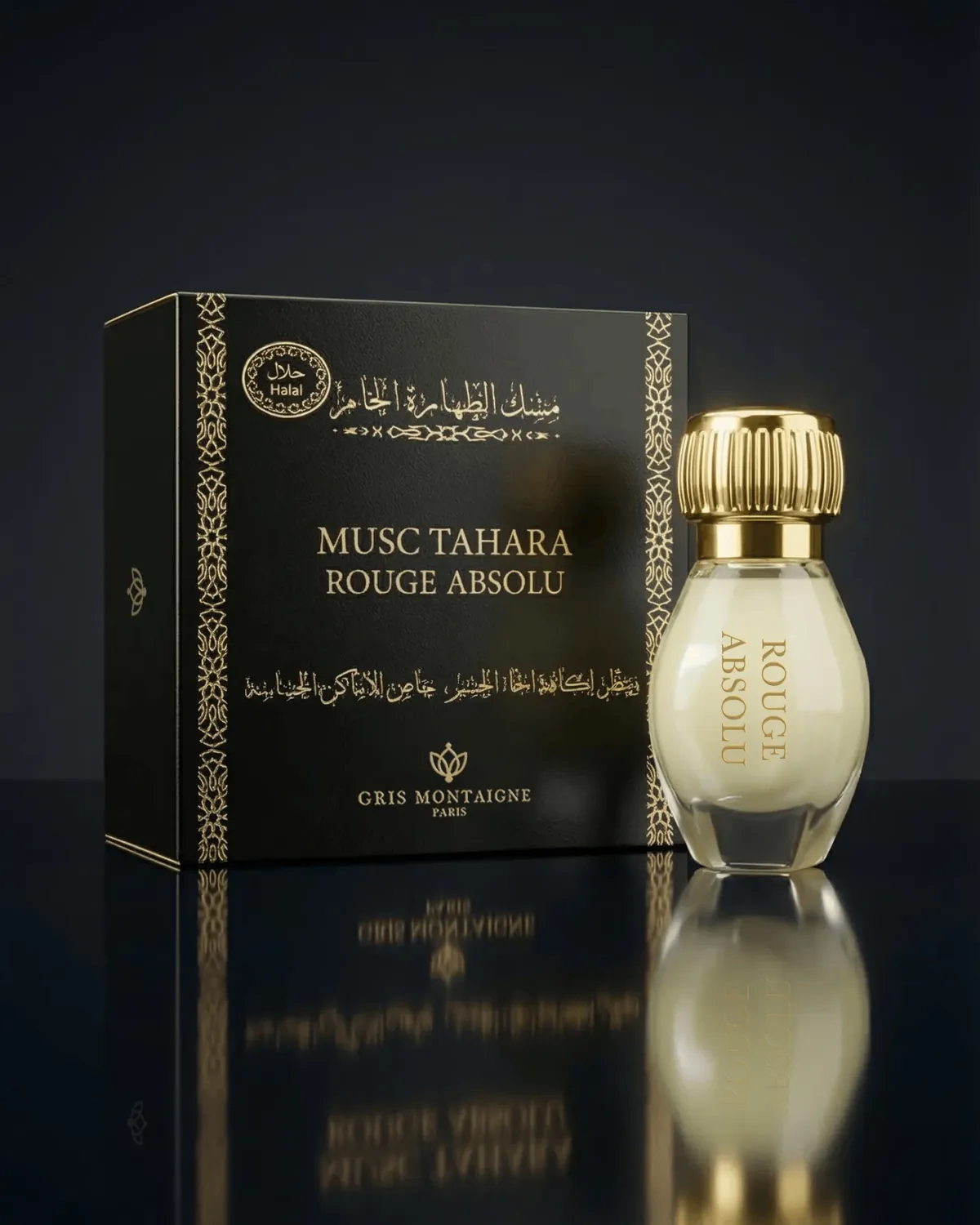 Musc Tahara Rouge Absolu de Gris Montaigne, étui et flacon